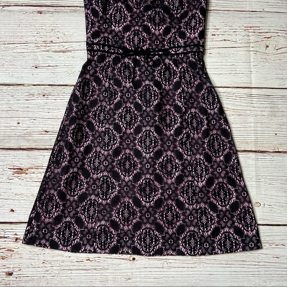 Helen Wang NYC Pink with Black Lace Strapless Fit and Flare Dress Sz 4 - Picture 7 of 16